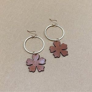 Leather and Gold Brass Hoop Earrings